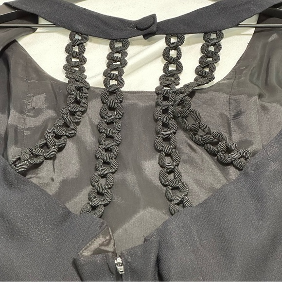 Vintage Donna Ricco Black Chain Detail Back Midi Dress Evening Classic Sz 12 - Picture 7 of 11
